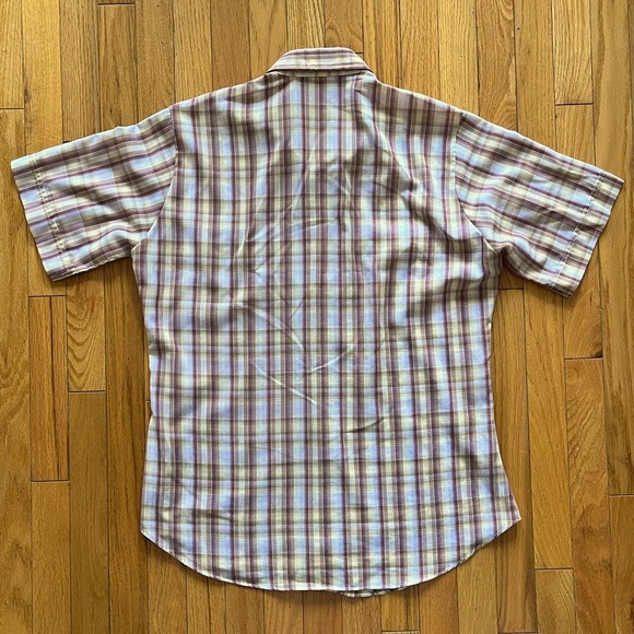 VTG 60s 70s Levi’s Button Shirt Western Plaid Pockets Maroon Red Gray White Tab - Picture 5 of 7